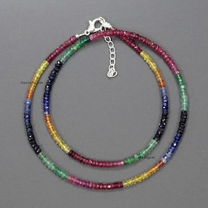 Natural Multi SAPPHIRE NECKLACE Bracelet, Minimalist Gemstone Bracelet, Adjustable Bracelet, Colorful Necklace For Her, Bridesmaid Necklace