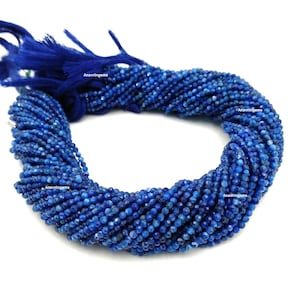 10 Strand AAA KYANITE Faceted Round Beads Natural Blue Kyanite gemstone Genuine 13 inch Strand Loose Beads For Jewelry Making, Wholesale.