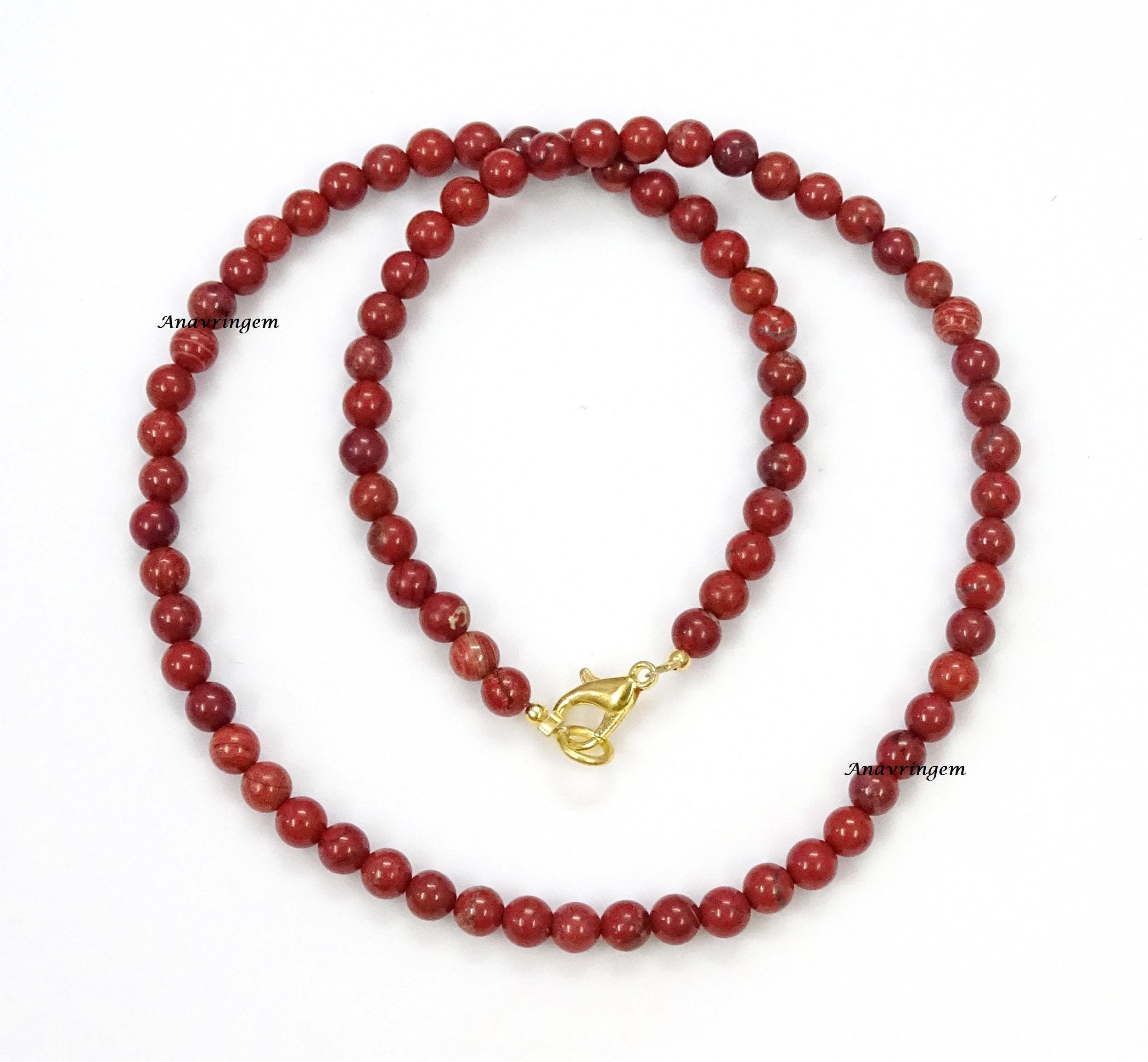 Collana In Diaspro Pelle Di Serpente Rossa E Argento 925: Eleganza Naturale Da 45 Cm