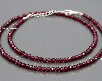 RHODOLITE GRANAT Choker Halskette Minimalistische Kristallheilung Schmuck Geschenk für sie, Januar Birthstone Schmuck