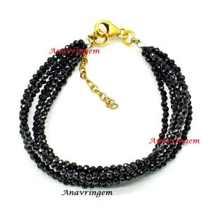 Black Spinel Gemstone Bracelet,6-8 Inches Stacking Bracelet, Spinel Beads,Friendship Bracelet,Black Jewelry.