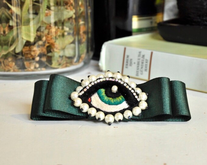 Evil Eye Hair Clip With Crystals & Pearls Etsy