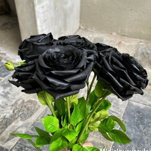Black Rose gift lover, Handmade clay Black flower, Rose Decoration Art, Unique Wedding flower bouquet, Art Gifts for mom, Romantic gifts her