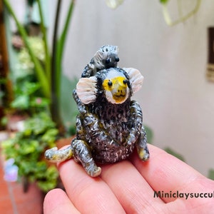 Marmoset toy, Handmade Monkey, South American Animal, Mom and Baby Animal, baby Monkey, Mom Monkey, Miniature Monkey art, Monkey lover gifts