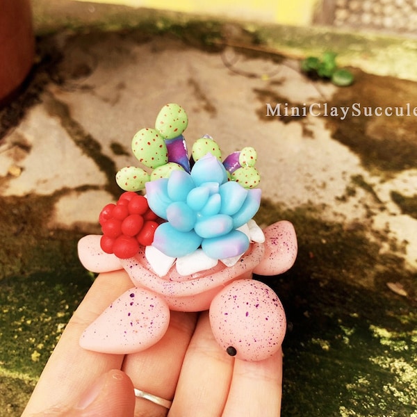 Succulentes miniatures de tortue rose, jouet de tortue de cristaux violets, créature d'océan de cadeaux de maman, ami fait à la main de cadeaux d'anniversaire, cadeaux de tortue de vacances