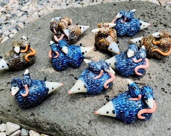 Miniature Opossum art gifts, Blue opossum toy, Opossum ornament, Gifts for grandparents, Gifts from daughter to mother, Mother's day idea