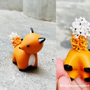 Unique Fox Ornaments, Clay Fox flower gifts, Birthday Fox toy, Gifts Fox for her, Miniature Fox, Handmade fox, cute animal gifts, Fox art