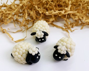 Tiny clay Sheep, Handmade Sheep toy, Cute animal farm, Farm decorations, Sheep ornaments, Lamb Ornament, White sheep, Black Sheep