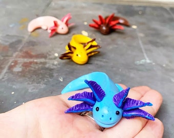 Handmade smile Axolotl toy, clay pink Axolotl, unique pet Axolotl, miniature Axolotl, Sea Animal gifts, Axolotl lover gifts, Salamander
