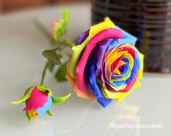 Handmade 10 Pcs Rainbow Spirit Rose, Valentine Anniversary