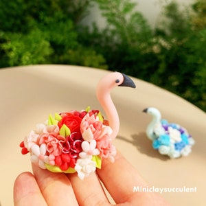 Handmade clay Pink Flamingo flowers, Couple Flamingo art, Kawaii Flamingo gift lover, Flamingo toy, Birthday Flamingo her, unique floral mom