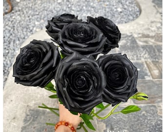 Handmade clay Black Rose gift, Black flowers lover, Rose Decoration Art, Unique Wedding flower bouquet, Art Gifts for mom, Romantic gift her