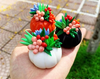 Autumn set Pumpkin handmade decor/ Haloween Pumpkin flowers gift/ Fall flower Table Decor/ Christmas white pumpkin/ Home Decor Fall Ornament