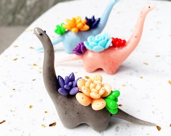 Miniature Dinosaur succulent, Christmas dinosaur toy, Clay Blue Dinosaur flower, Set figures dinosaur gifts him, Brachiosaurus, cute animal