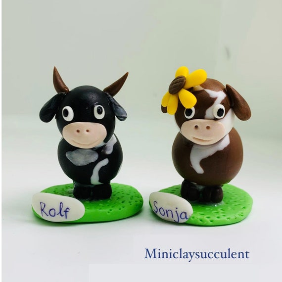 Peluche de jouet de vache miniature, art de fleurs de vache, tournesol fait  à la main