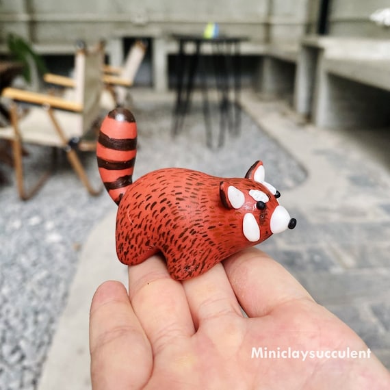Handmade Clay Red Panda Toy, Birthday Red Panda Gifts Art, Red