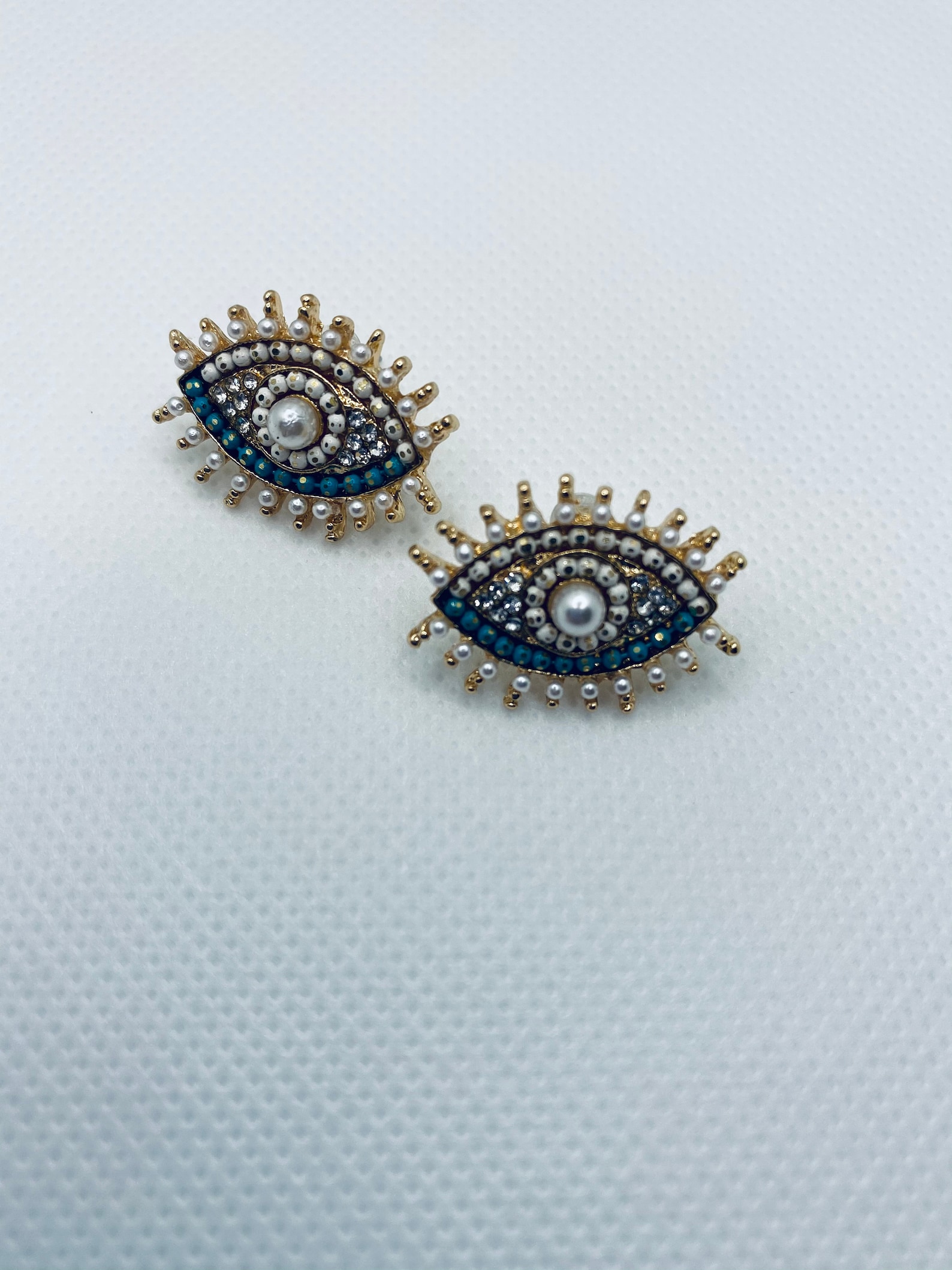 Evil Eye Rhinestone Stud Earrings Etsy