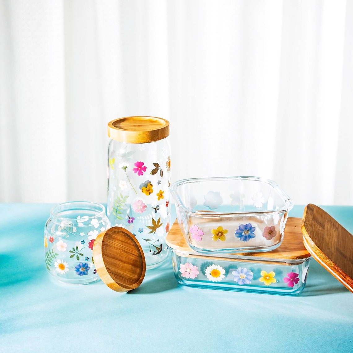 Pressed Flowers Glass Storage Box Container Large Etsy UK