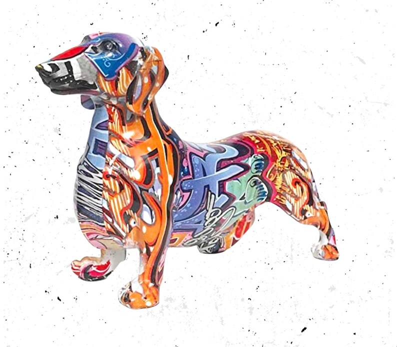 Graffiti Dachshund Dog Art Ornament Figurine | Etsy