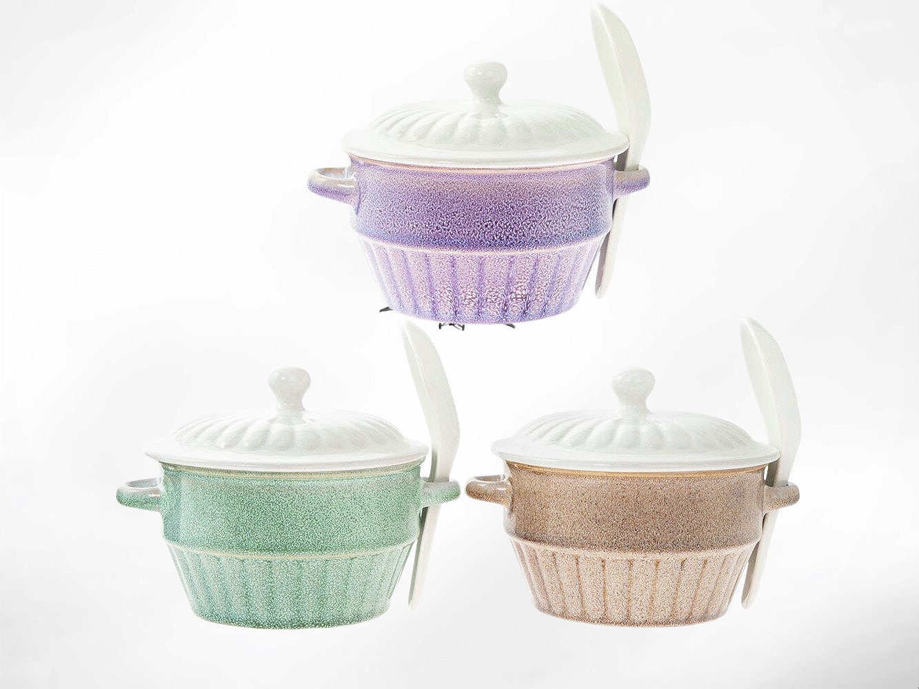 Soup Bowl With Spoon Shaped Glazed Stoneware Soup Bowl Lid Etsy