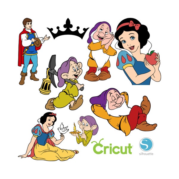 25 Snow white Bundle SVG for Cricut and Silhouette Cutting Machines