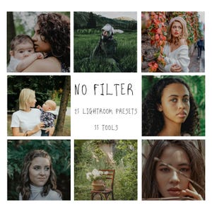 25 No Filter Presets and 55 tools for Instagram, Influencer, Blogger. Professional Lightroom Desktop & Mobile
