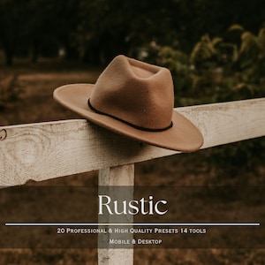 Rustic Lightroom Presets: Boho Photo Filters, Desktop & Mobile (20 + 14 Tools)