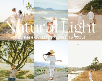Collectie van 25 presets voor natuurlijk licht en 15 tools. Professionele Lightroom-filters voor desktop en mobiel.