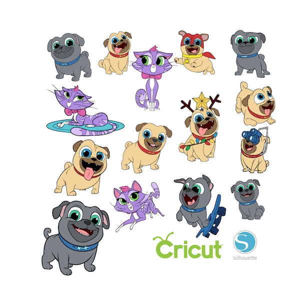 30 Puppy Dog Pals Bundel SVG voor Cricut en Silhouette Snijmachines