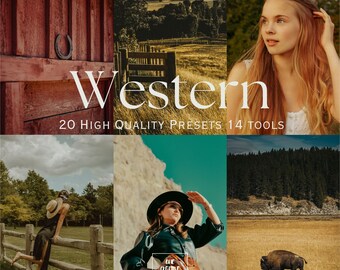 20 Western Lightroom Presets and 14 tools. Professional Desktop & Mobile Filters.