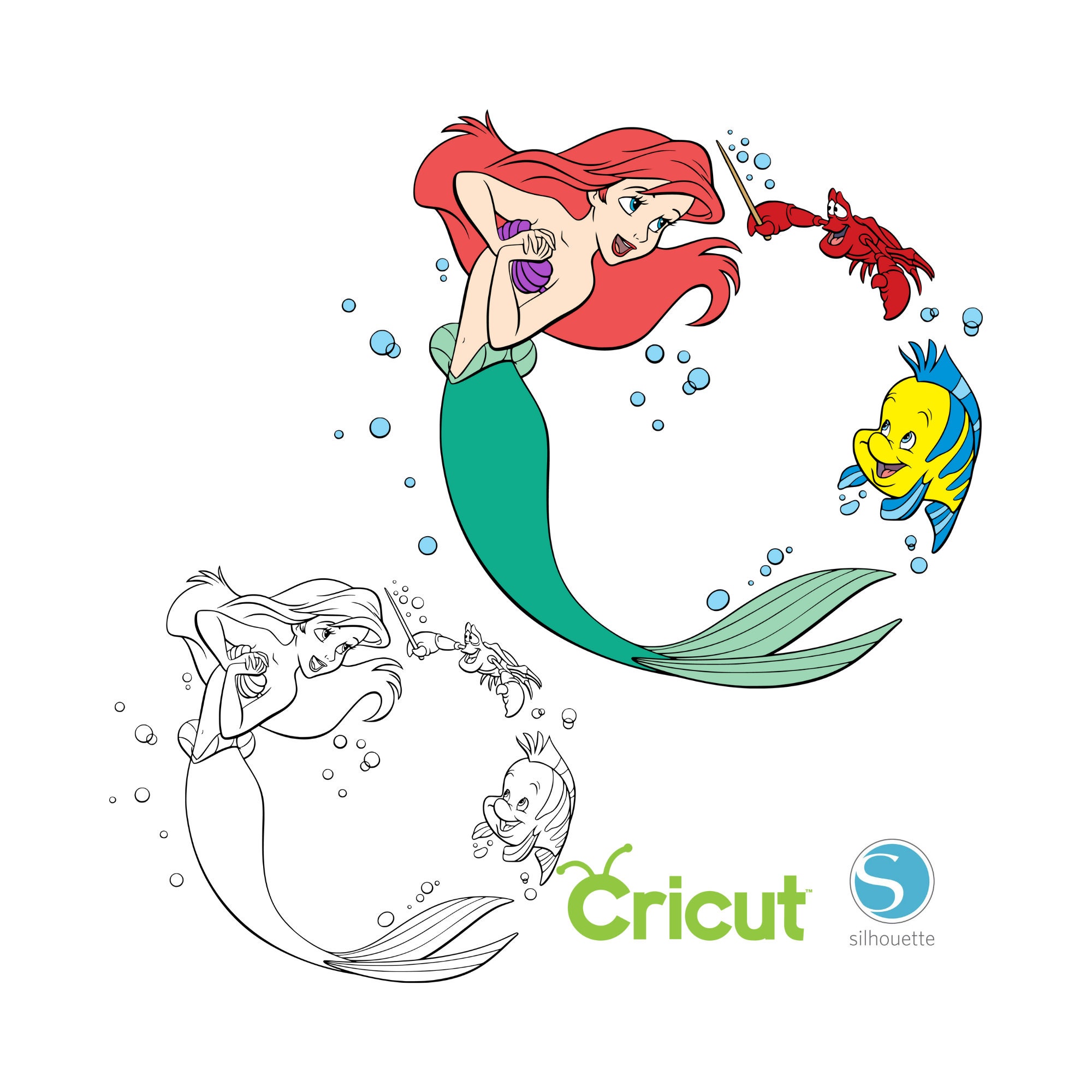 2 Ariel Svg Bundle Svg For Cricut And Silhouette Cutting Etsy