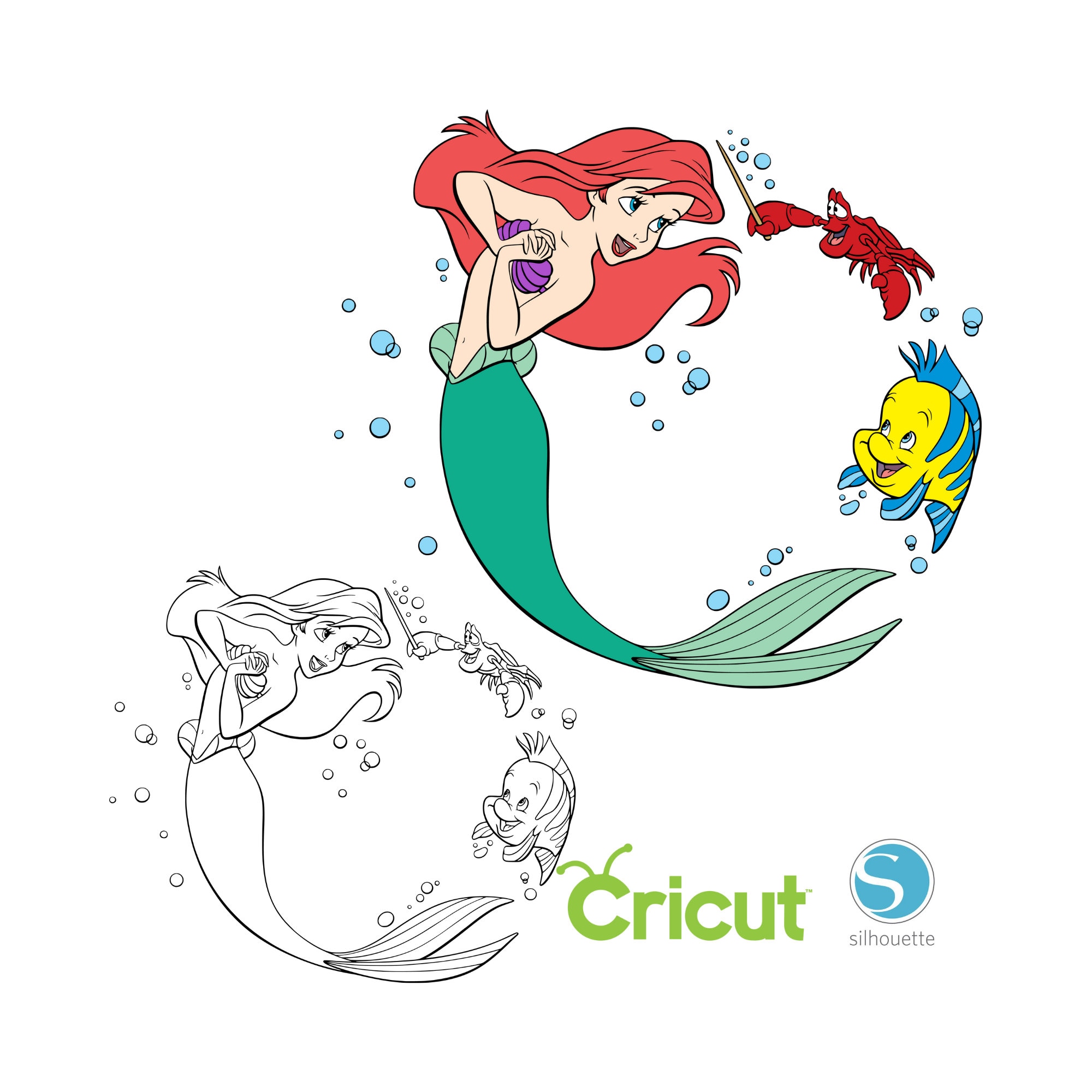 2 Ariel SVG Bundle SVG for Cricut and Silhouette Cutting - Etsy
