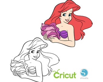 2 Ariel SVG Bundle SVG für Cricut und Silhouette Schneidemaschinen, Die kleine Meerjungfrau