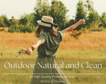 44 Outdoor Natural and Clean Presets Collection. Professional Lightroom Desktop and Mobile Filters.