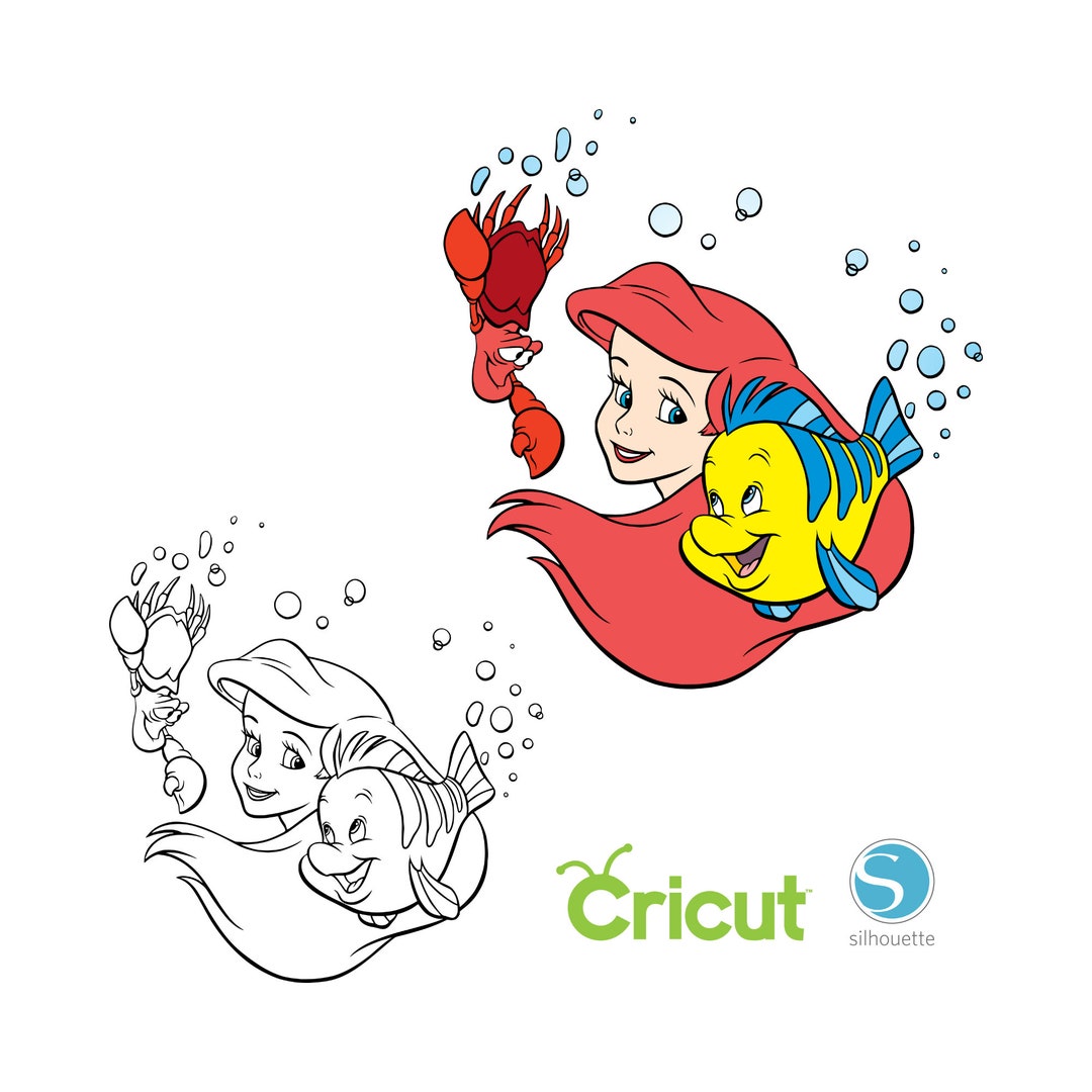 2 Ariel, Sebastian and Flounder SVG Bundle SVG for Cricut and
