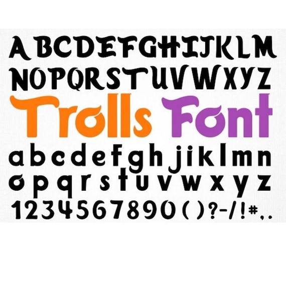 Trolls SVG font download Movie Font Etsy