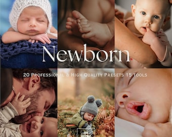 20 Newborn Lightroom Presets and 15 tools. Professional Desktop & Mobile Filters.