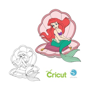 2 Ariel SVG Bundle SVG pour machines de découpe Cricut et Silhouette, la petite sirène