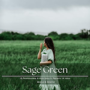 15 Sage Green Lightroom Presets and 14 tools. Professional Desktop & Mobile. Greens, Moody, Aesthetic, Earthy, Nature for Influencers