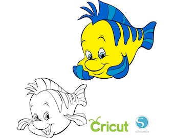 2 Flounder SVG Bundle SVG for Cricut and Silhouette Cutting Machines, The Little Mermaid