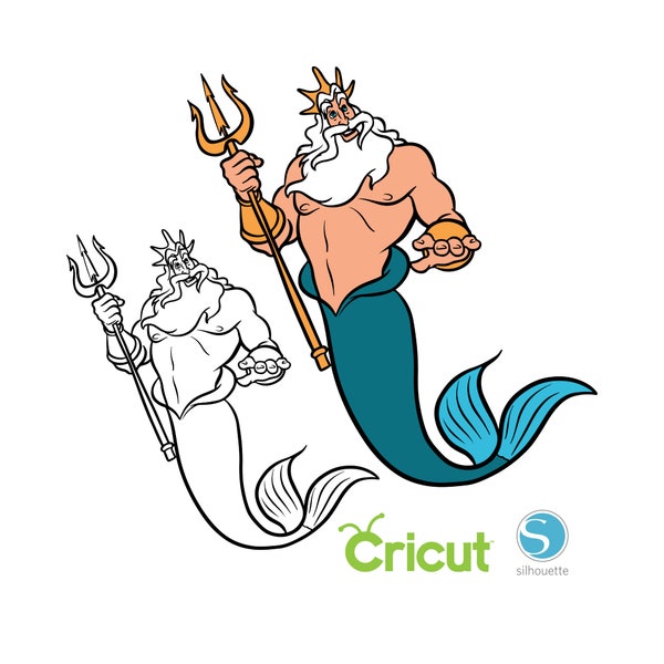 2 King Triton SVG Bundle SVG for Cricut and Silhouette Cutting Machines, The Little Mermaid