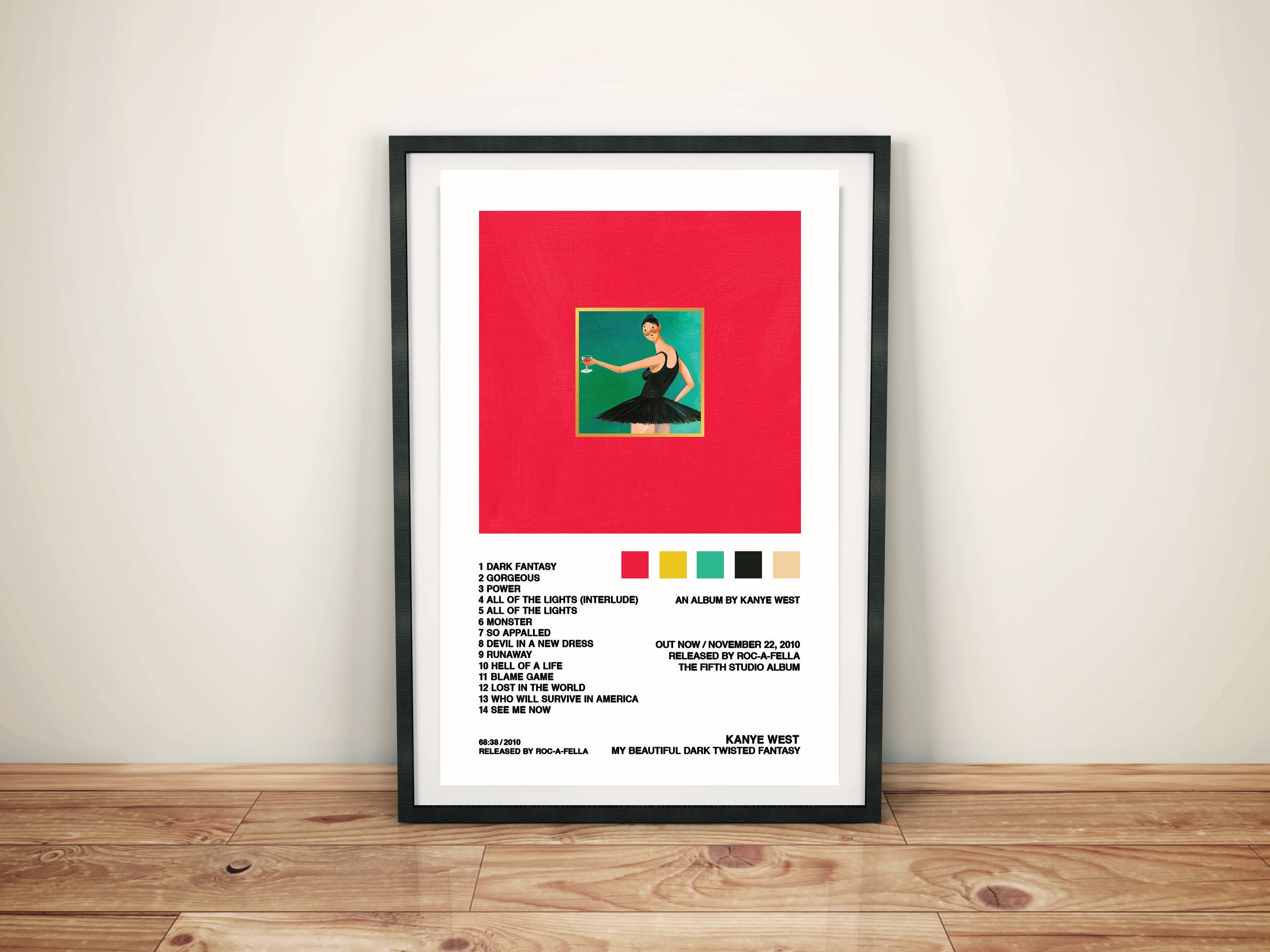 Custom Poster Kanye West Poster  My Beautiful Dark Twisted Fantasy  Album Cover Poster Poster Print Wall Art Home Decor
