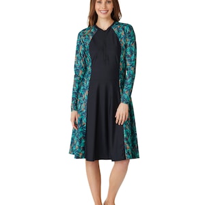 Forest zip swim dress SPF50+