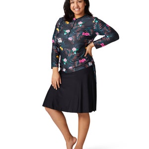 Flowering zip swim top SPF50+