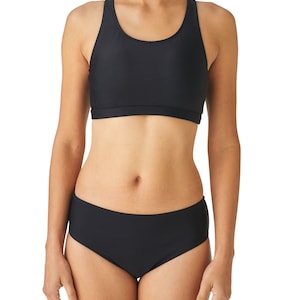 Jet black crop swim top and bottoms SPF50+