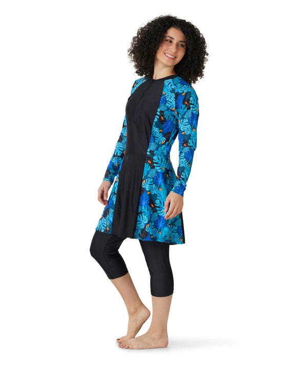 Ocean Zip Swim Dress and 3 4 Leggings SPF50 Etsy Ireland
