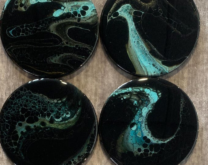Black and Turquoise Coasters