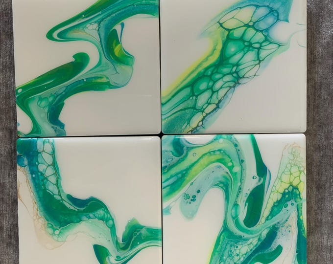 Green and White Coasters