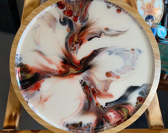 13.5 inch Bamboo serving tray warm autumn colors