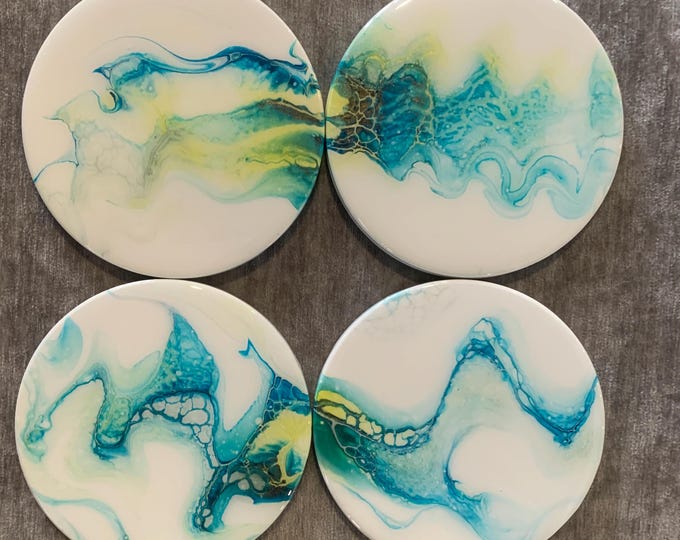 Turquoise and White Coasters